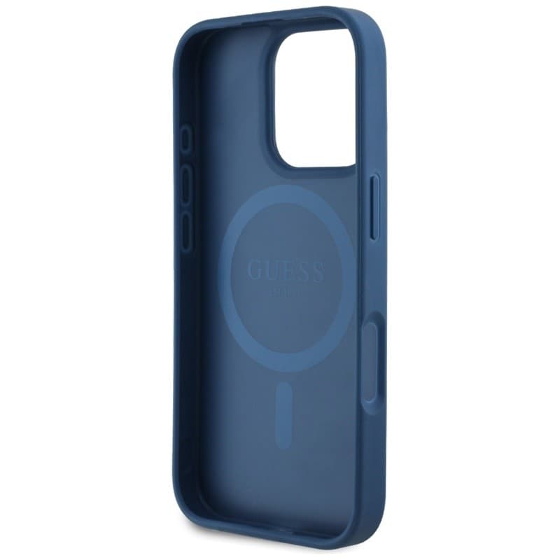 Guess Grained Printed Flower Pattern MagSafe - Case for iPhone 16 Pro (blue) - 7