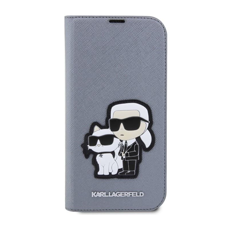 Karl Lagerfeld Booktype NFT Saffiano Karl & Choupette - Case for iPhone 14 Pro Max (Silver) - 3