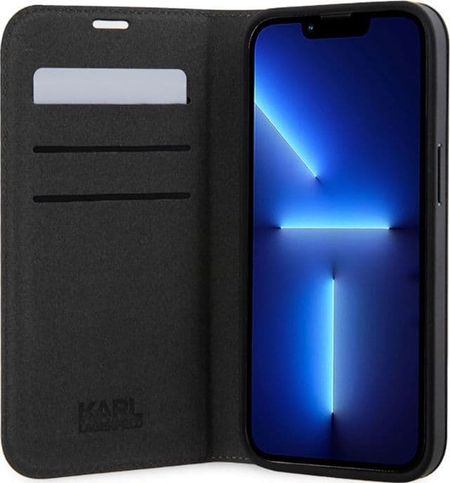 Karl Lagerfeld Booktype NFT Saffiano Karl & Choupette - Case for iPhone 14 Pro Max (Silver) - 4
