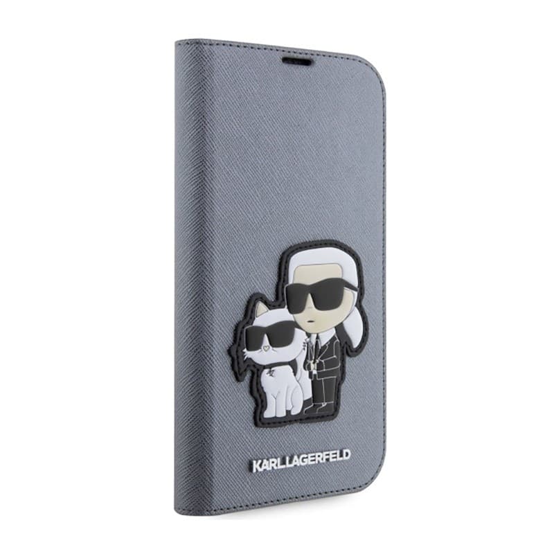 Karl Lagerfeld Booktype NFT Saffiano Karl & Choupette - Case for iPhone 14 Pro Max (Silver) - 5