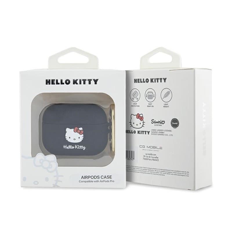 Hello Kitty Silicone 3D Kitty Head - Case for AirPods Pro (black) - 3