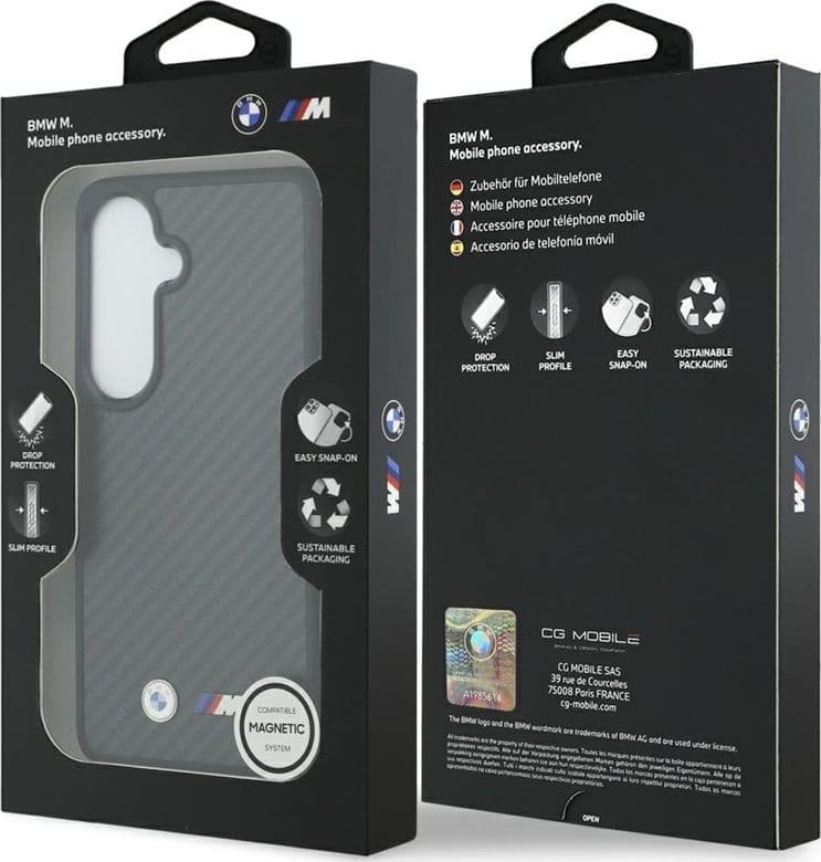 Custodia MagSafe con logo BMW M Kevlar per Samsung Galaxy S26 (nera) - 8