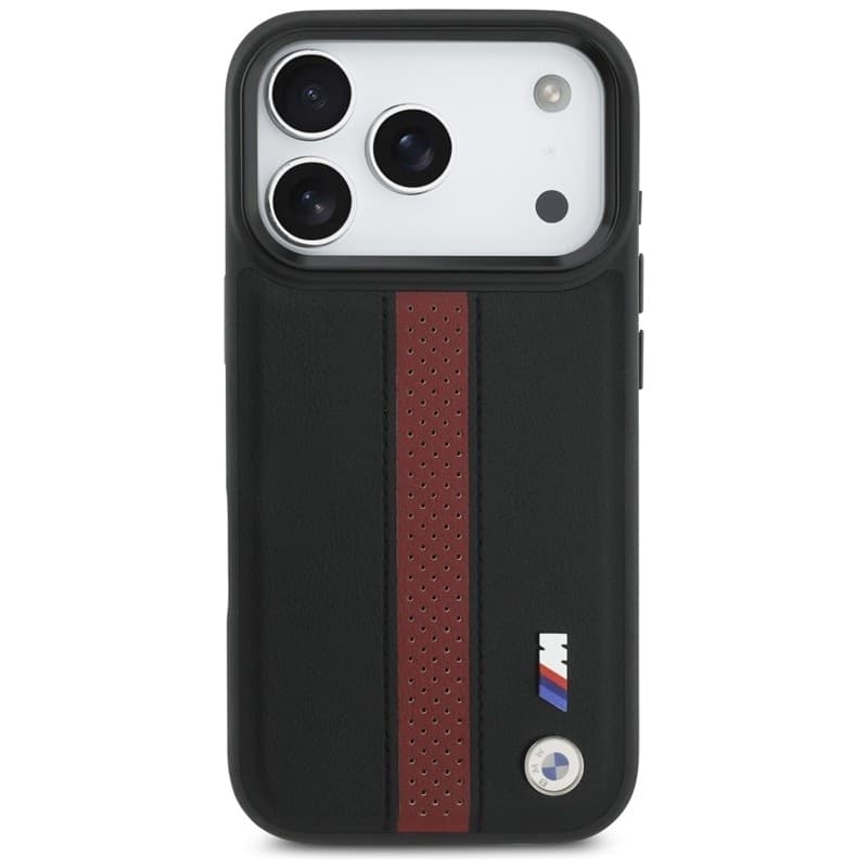 Custodia MagSafe con logo BMW M a strisce perforate per iPhone 17 Pro (rossa) - 3