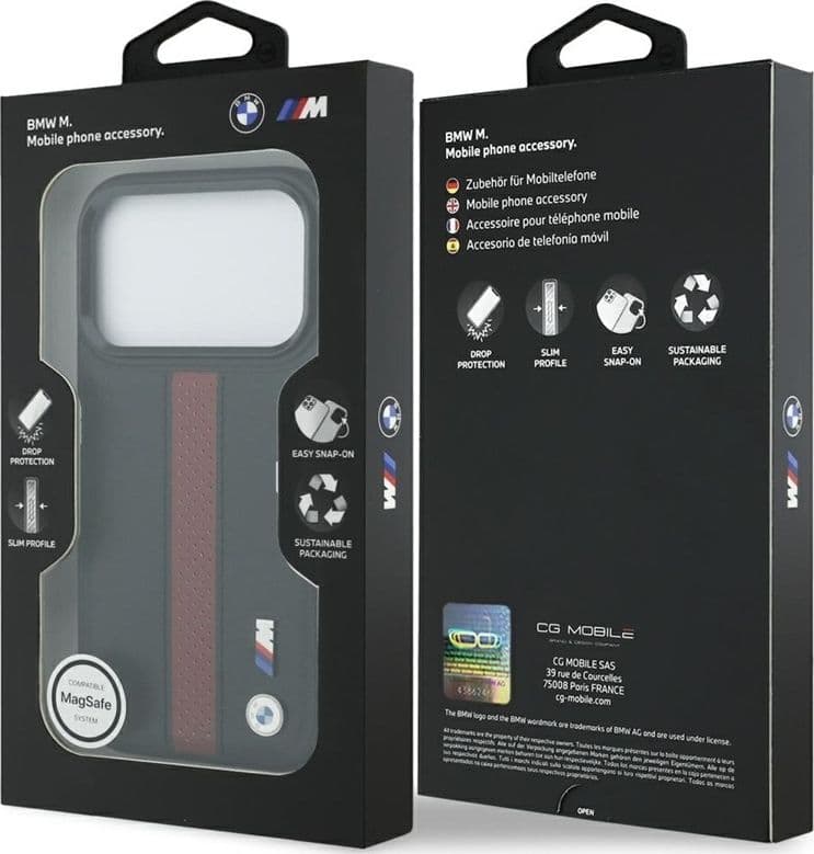 Custodia MagSafe con logo BMW M a strisce perforate per iPhone 17 Pro (rossa) - 8