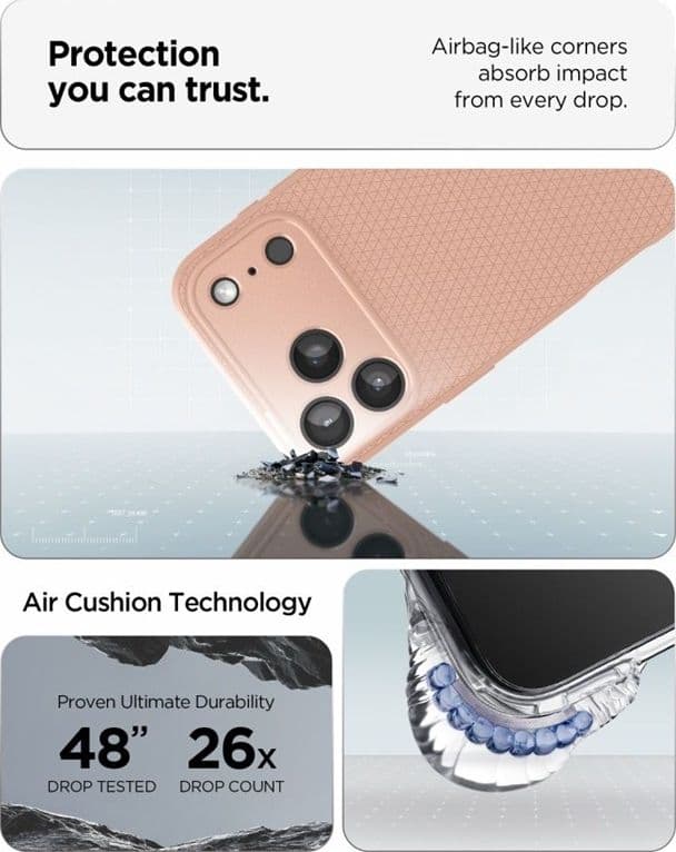Spigen Liquid Air - Custodia per iPhone 18 Pro Max / 17 Pro Max (Titanio Rosa) - 8