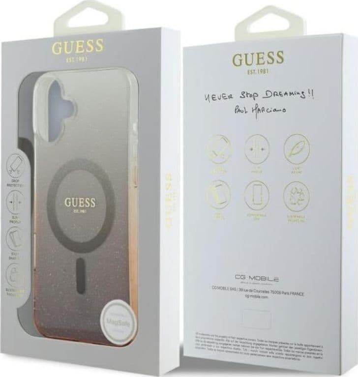 Guess IML Glitter Gradient MagSafe - Case for iPhone 16 (Brown) - 7