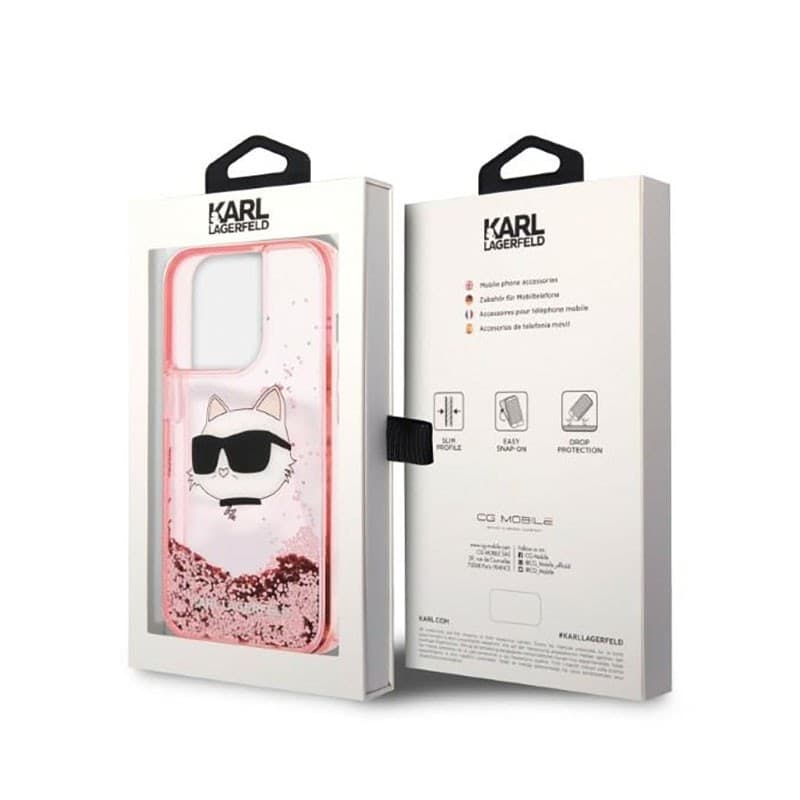 Karl Lagerfeld Liquid Glitter NFT Choupette Head - Case for iPhone 14 Pro Max (Pink) - 8