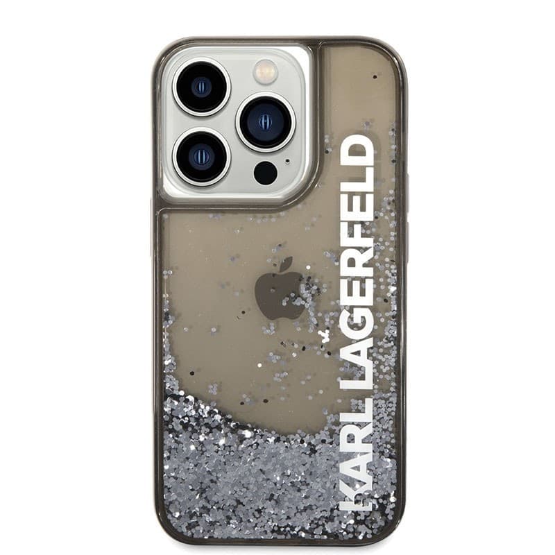 Karl Lagerfeld Liquid Glitter Translucent Elongated Logo Case - Case for iPhone 14 Pro (Black) - 2