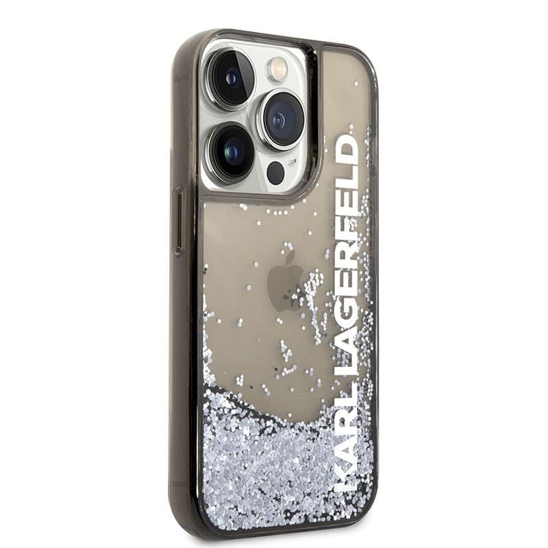 Karl Lagerfeld Liquid Glitter Translucent Elongated Logo Case - Case for iPhone 14 Pro (Black) - 3