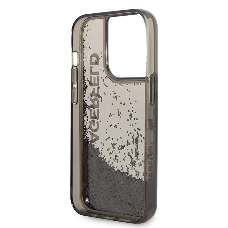 Karl Lagerfeld Liquid Glitter Translucent Elongated Logo Case - Case for iPhone 14 Pro (Black) - 5