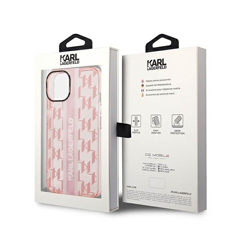 Karl Lagerfeld Mono Vertical Stripe - Case for iPhone 14 Plus (Pink) - 8