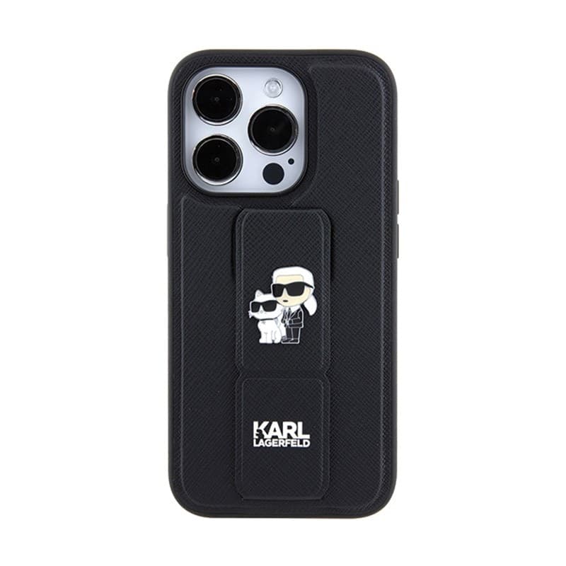 Karl Lagerfeld Gripstand Saffiano Karl & Choupette Pins - iPhone 13 Pro Case (black) - 3