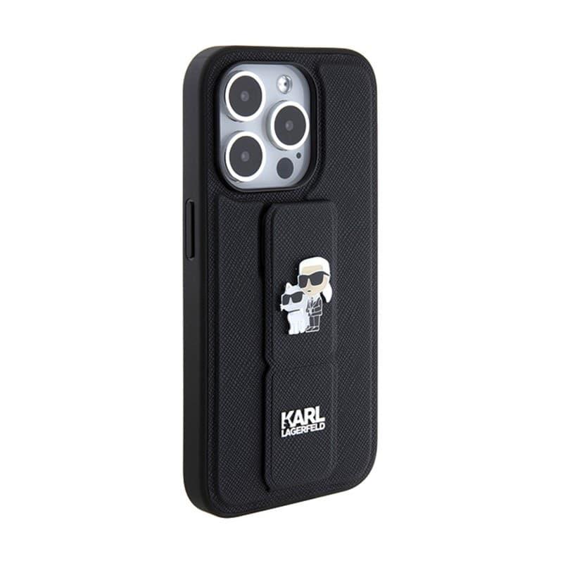 Karl Lagerfeld Gripstand Saffiano Karl & Choupette Pins - iPhone 13 Pro Case (black) - 4