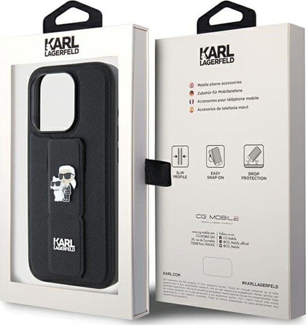 Karl Lagerfeld Gripstand Saffiano Karl & Choupette Pins - iPhone 13 Pro Case (black) - 8
