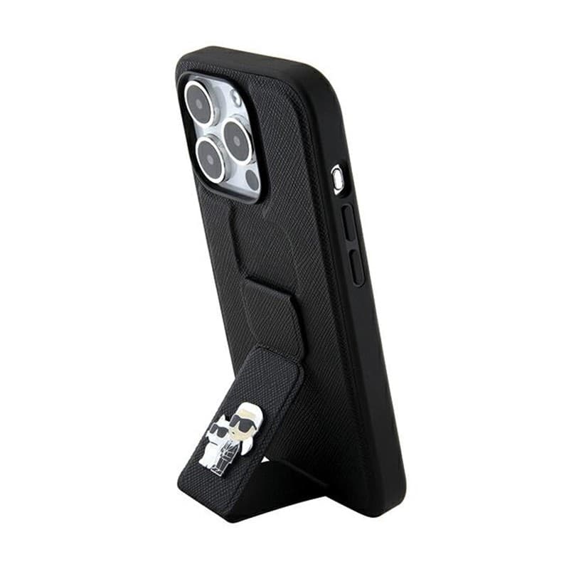 Karl Lagerfeld Gripstand Saffiano Karl & Choupette Pins - iPhone 13 Pro Case (black) - 9