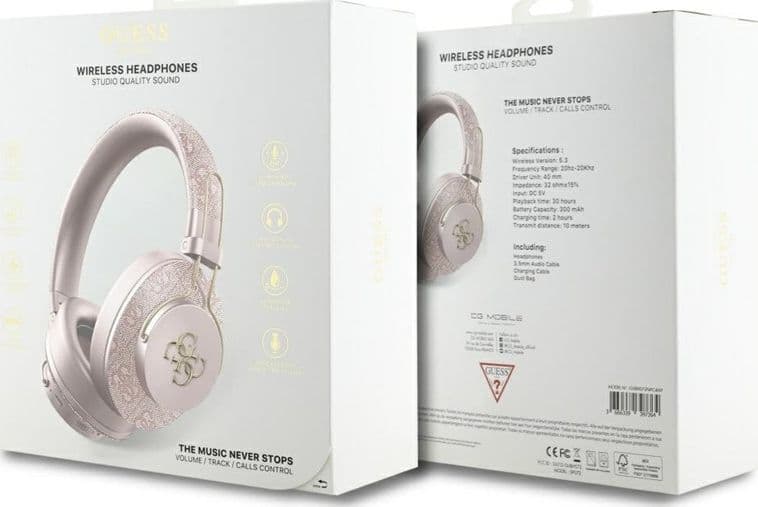 Guess Metal 4G Logo - Wireless Over-Ear Bluetooth Headphones ENC (pink) - 5