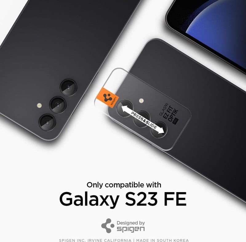 Spigen Optik Pro GLAS.TR EZ Fit Camera Protector 2-Pack - Lens protection glass for Samsung Galaxy S23 FE (2 pcs) (Black) - 7