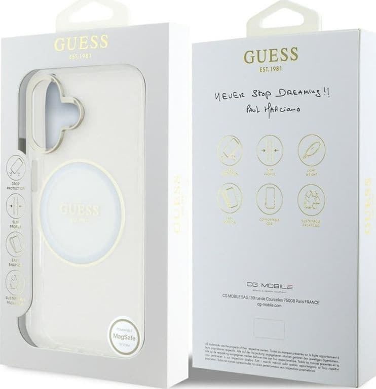 Guess IML Metal Colored Circle Classic Logo MagSafe - Case for iPhone 16 (white) - 8