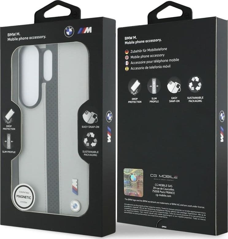 Custodia MagSafe con logo BMW M a strisce perforate per Samsung Galaxy S26 Ultra (grigio) - 8