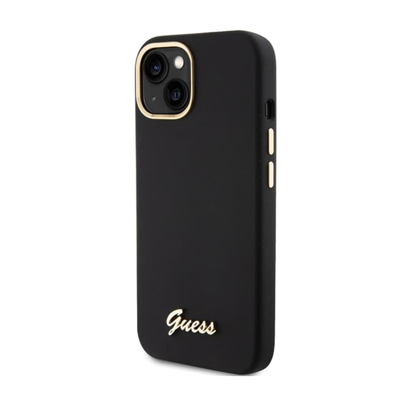 Guess Silicone Script Metal Logo & Frame - iPhone 15 Case (black) - 2