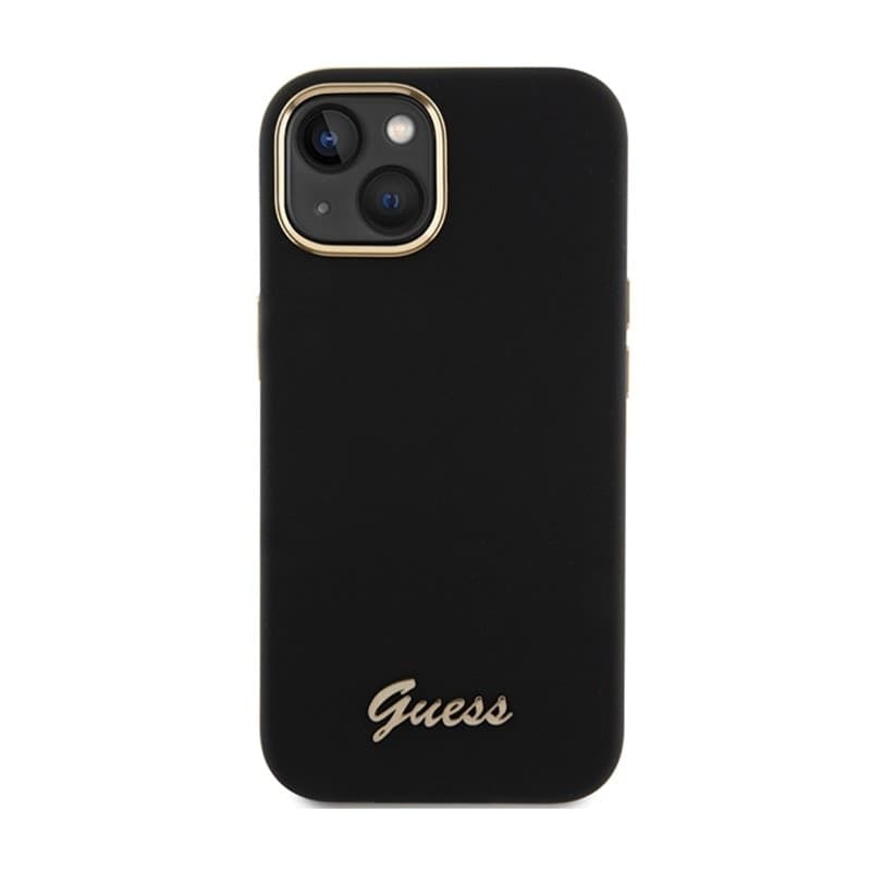 Guess Silicone Script Metal Logo & Frame - iPhone 15 Case (black) - 3