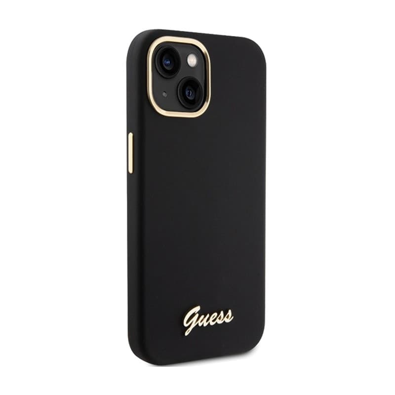 Guess Silicone Script Metal Logo & Frame - iPhone 15 Case (black) - 4