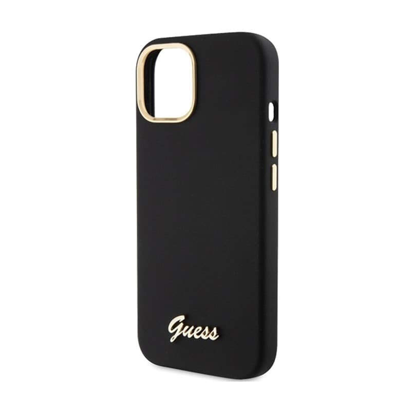 Guess Silicone Script Metal Logo & Frame - iPhone 15 Case (black) - 6