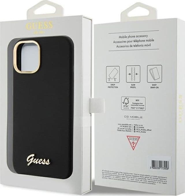 Guess Silicone Script Metal Logo & Frame - iPhone 15 Case (black) - 8