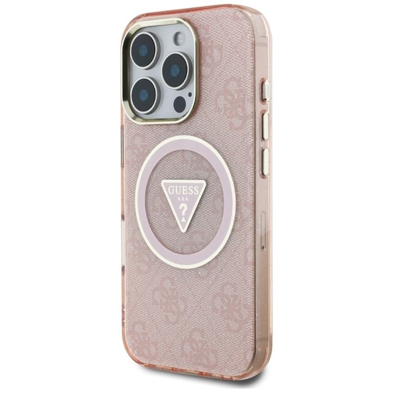 Guess IML Metal Glitter 4G Circle Triangle MagSafe - Case for iPhone 16 Pro (pink) - 2