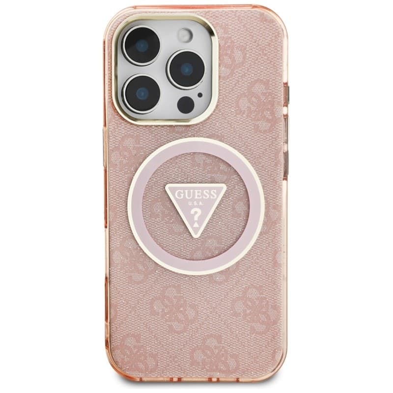 Guess IML Metal Glitter 4G Circle Triangle MagSafe - Case for iPhone 16 Pro (pink) - 3