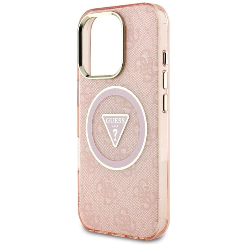 Guess IML Metal Glitter 4G Circle Triangle MagSafe - Case for iPhone 16 Pro (pink) - 6