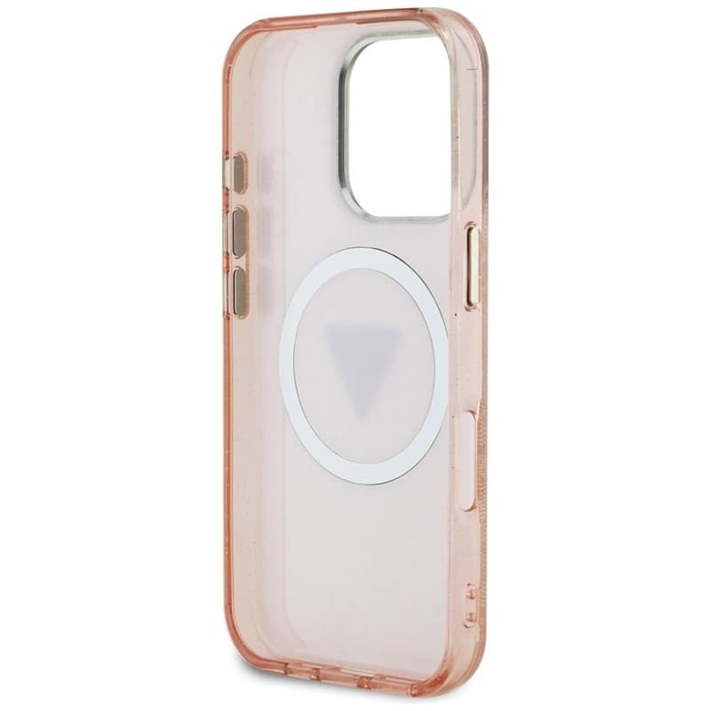 Guess IML Metal Glitter 4G Circle Triangle MagSafe - Case for iPhone 16 Pro (pink) - 7