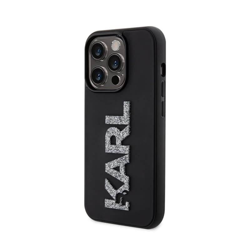 Karl Lagerfeld 3D Rubber Glitter Logo - Case for iPhone 15 Pro (Black) - 2