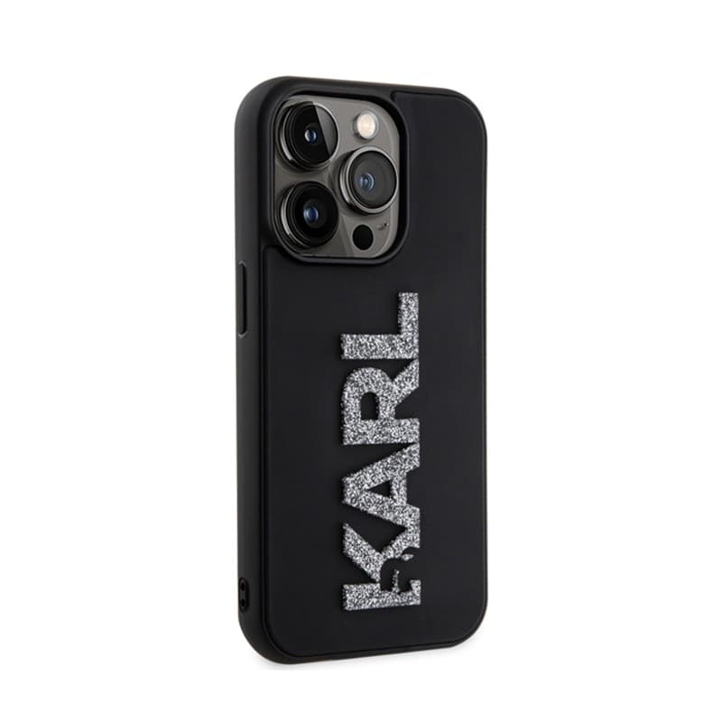 Karl Lagerfeld 3D Rubber Glitter Logo - Case for iPhone 15 Pro (Black) - 4