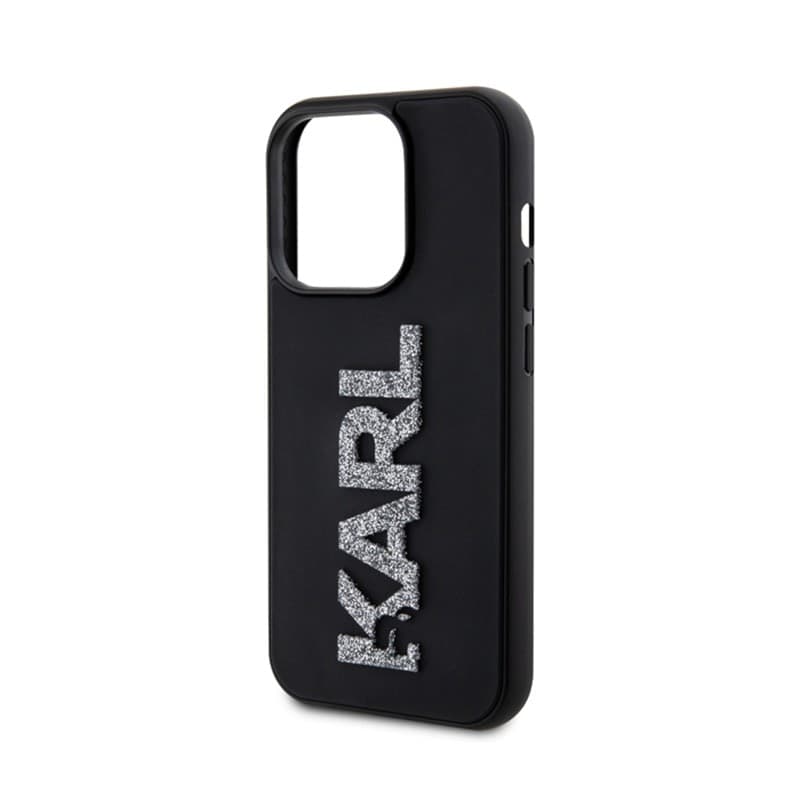 Karl Lagerfeld 3D Rubber Glitter Logo - Case for iPhone 15 Pro (Black) - 6