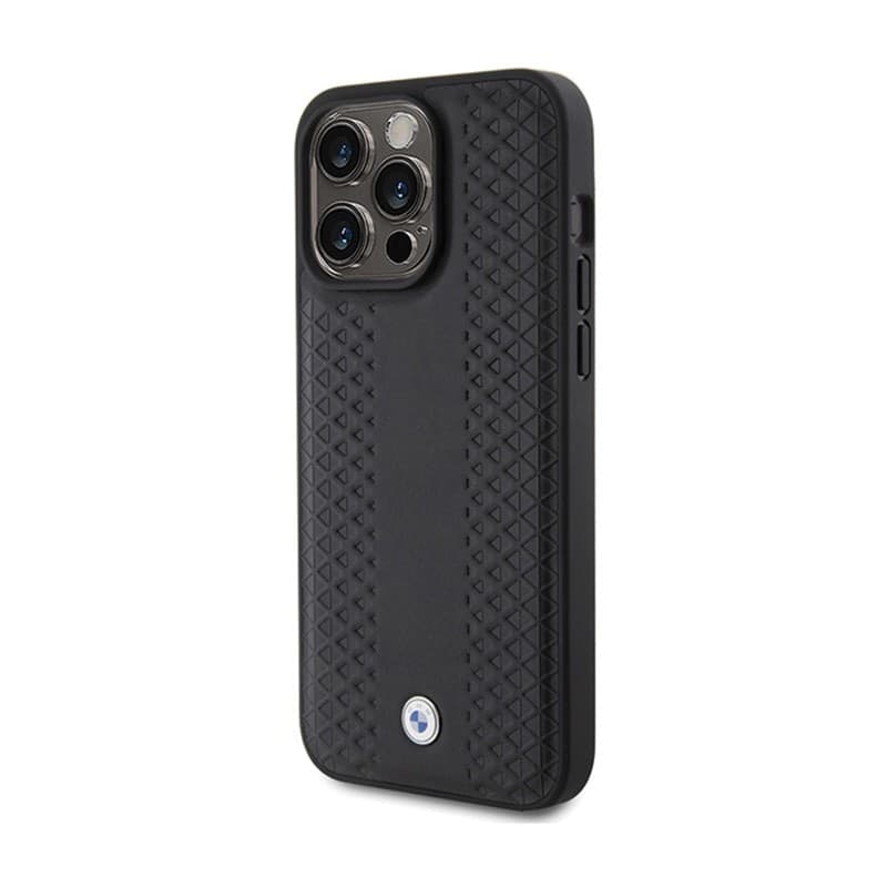 BMW Leather Diamond Pattern - Case for iPhone 15 Pro (Black) - 2