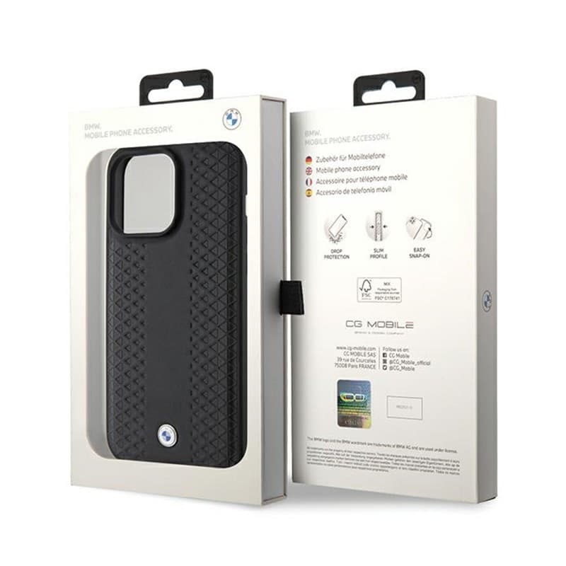 BMW Leather Diamond Pattern - Case for iPhone 15 Pro (Black) - 8