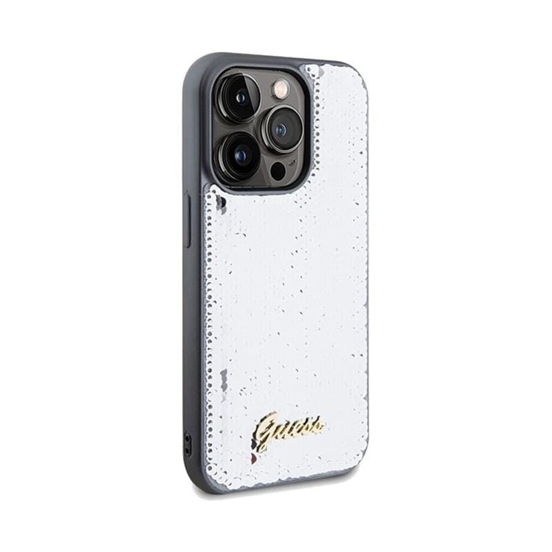 Guess Sequin Script Metal - Case for iPhone 14 Pro (Silver) - 4