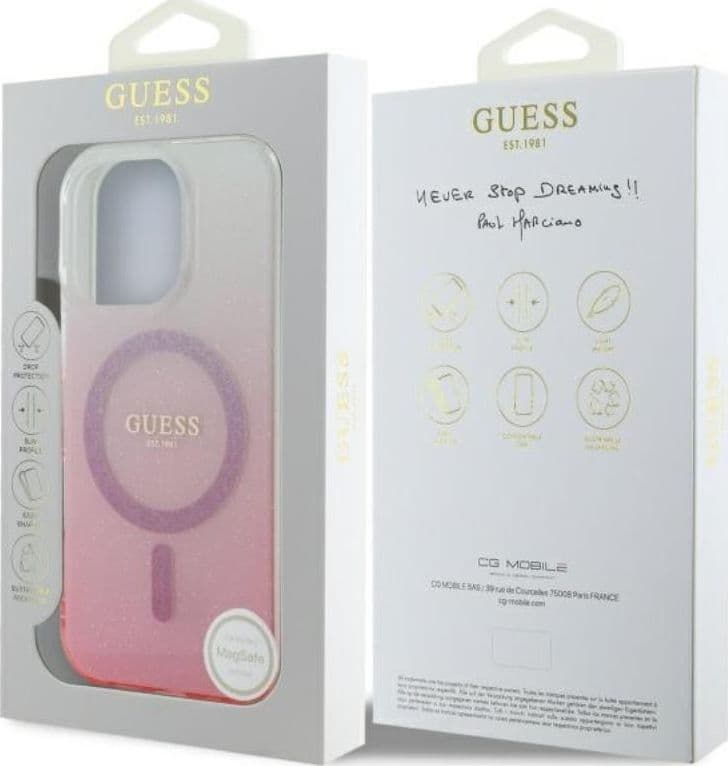 Guess IML Glitter Gradient MagSafe - Case for iPhone 16 Pro (Pink) - 8