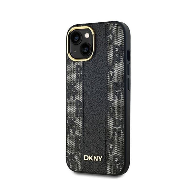 DKNY Leather Checkered Mono Pattern MagSafe - Case for iPhone 15 / 14 / 13 (Black) - 2