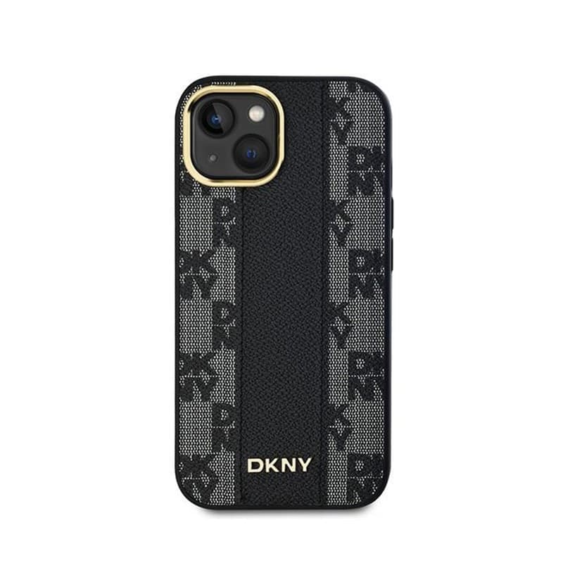 DKNY Leather Checkered Mono Pattern MagSafe - Case for iPhone 15 / 14 / 13 (Black) - 3