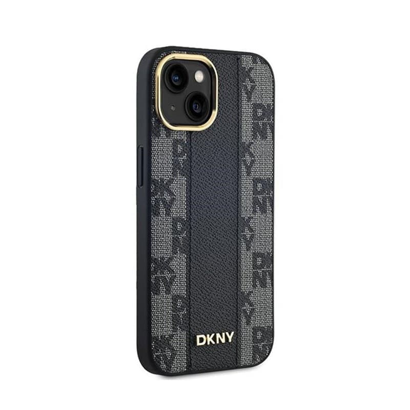 DKNY Leather Checkered Mono Pattern MagSafe - Case for iPhone 15 / 14 / 13 (Black) - 4