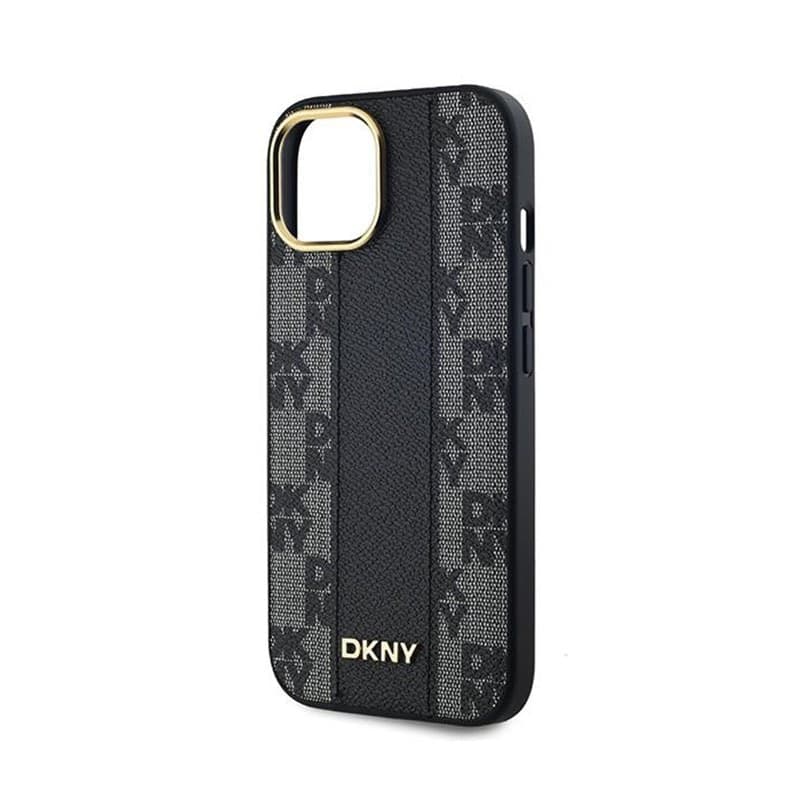 DKNY Leather Checkered Mono Pattern MagSafe - Case for iPhone 15 / 14 / 13 (Black) - 6