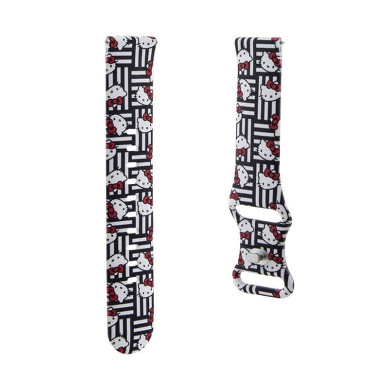Hello Kitty Silicone Heads & Stripes - Universal strap for smartwatch 20 mm (black) - 3