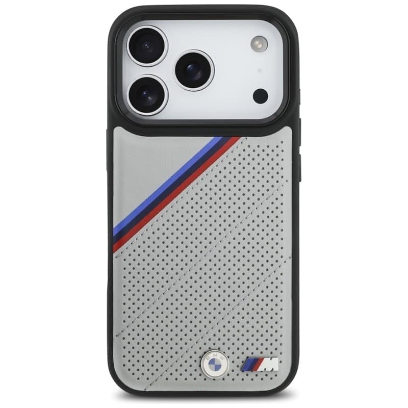 Custodia MagSafe per iPhone 17 Pro con logo in metallo tricolore BMW M (grigio) - 3