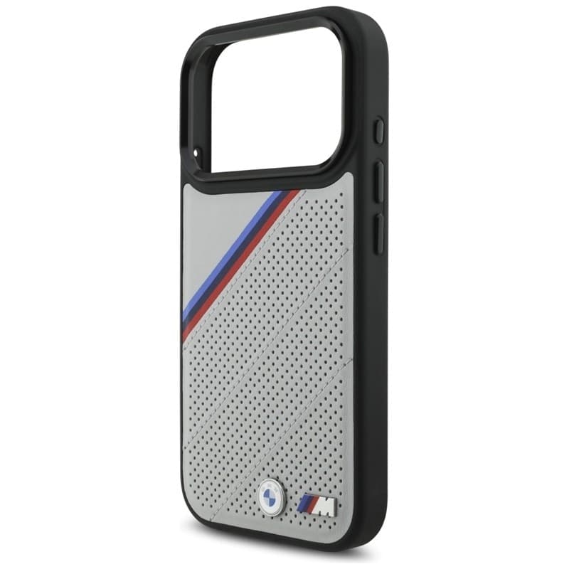 Custodia MagSafe per iPhone 17 Pro con logo in metallo tricolore BMW M (grigio) - 6