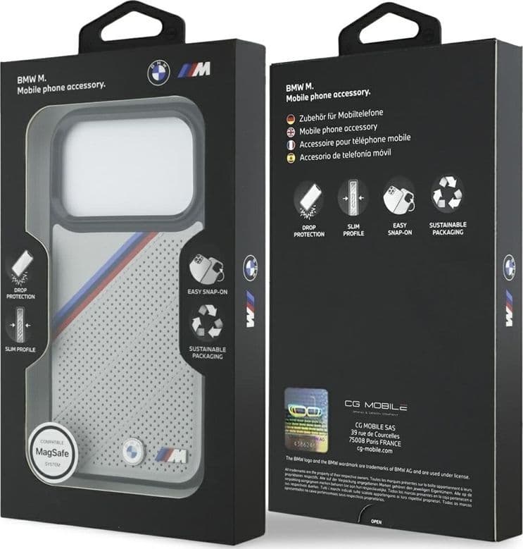 Custodia MagSafe per iPhone 17 Pro con logo in metallo tricolore BMW M (grigio) - 8