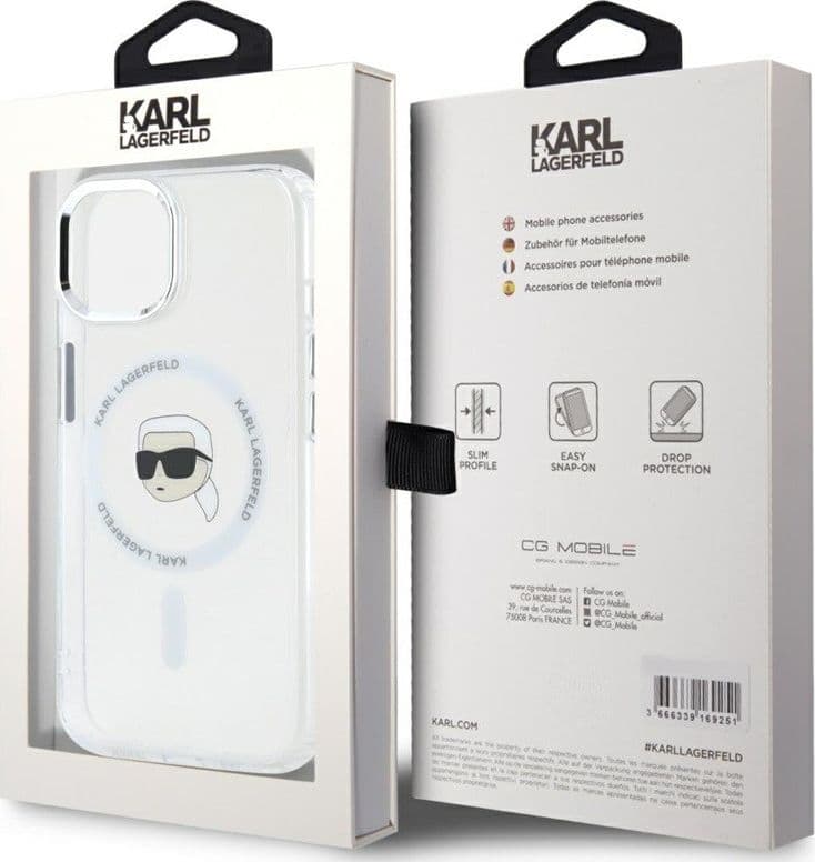 Karl Lagerfeld IML Metal Karl Head MagSafe - Case for iPhone 15 (white) - 8