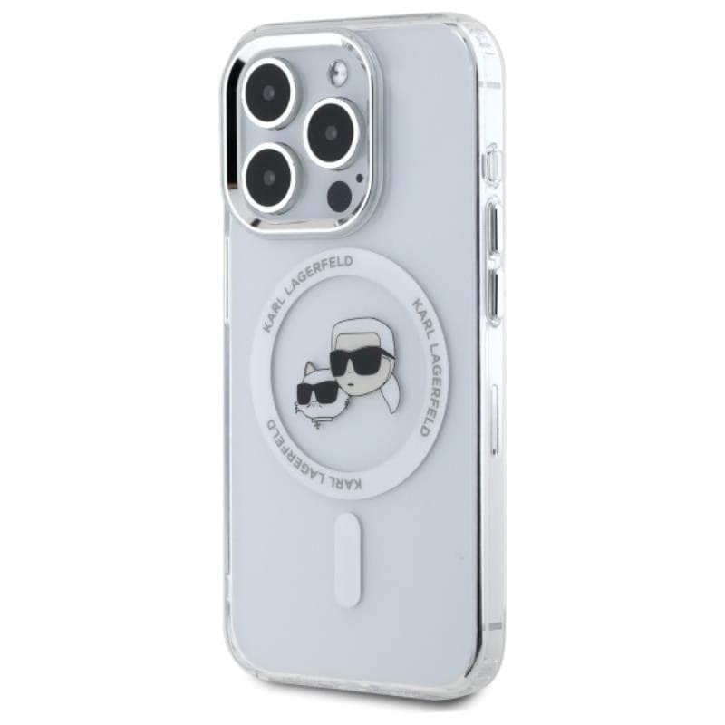 Karl Lagerfeld IML Metal Karl & Choupette Head MagSafe - Case for iPhone 15 Pro Max (White) - 2