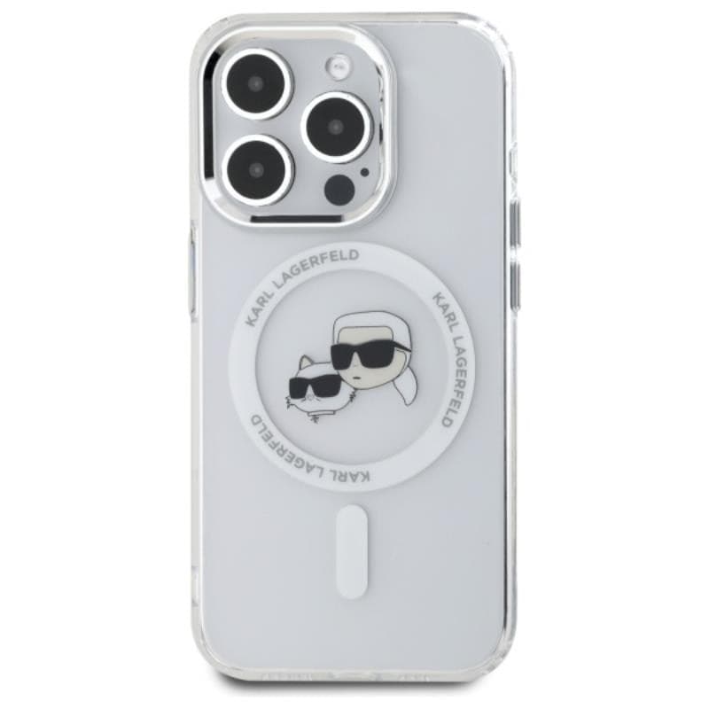 Karl Lagerfeld IML Metal Karl & Choupette Head MagSafe - Case for iPhone 15 Pro Max (White) - 3